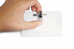 Durable Laminier-Namensschild 54x90mm 25St tr adhesiver Kombi-Clip