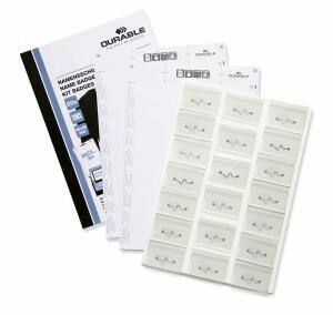 Durable Namensschilder Set 40x60mm 20 Schilder mit Nadel und Papi