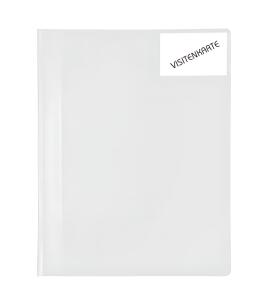 Schnellhefter mit weissen Heftzungen, Taschen vorn+innen,A4, weiß