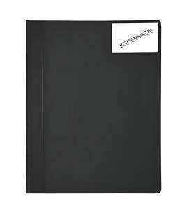 Schnellhefter mit weissen Heftzungen, Taschen vorn+innen,A4, schwarz