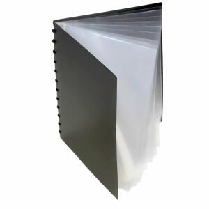 FSY Sichtbuch, A4, 20 Hüllen mit T-Stanzung, 1 Stück6mm-Ringe, PP schwarz, 1 Stück