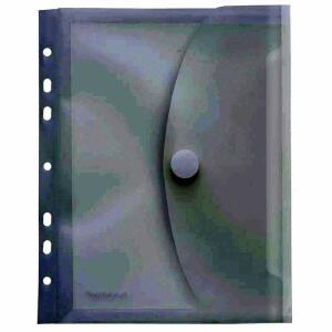 Sichttasche A5, Klettverschluss, Dehnfalte 20mm, Abheftrand, PP transp