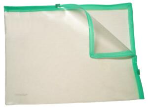 FSY Klarsicht-Sammelbeutel für A4, mit 2 Plastik-Zips, PVC, Zipp grün, 1 Stück