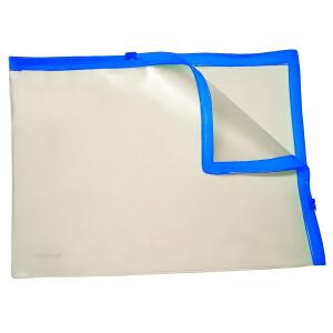 FSY Klarsicht-Sammelbeutel für A5, mit 2 Plastik-Zips, PVC, Zipp blau