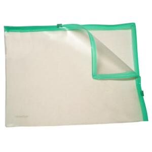 FSY Klarsicht-Sammelbeutel für A5, mit 2 Plastik-Zips, PVC, Zipp grün, 1 Stück