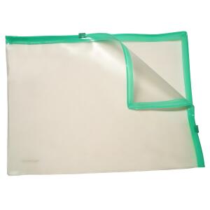 FSY Klarsicht-Sammelbeutel für A5, mit 2 Plastik-Zips, PVC, Zipp grün