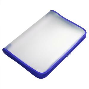 FSY Reißverschluss-Portfolio, B4, PP farblos transluzent, Zip blau, 1 Stück