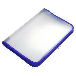 FSY Reißverschluss-Portfolio, B4, PP farblos transluzent, Zip blau