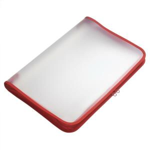 FSY Reißverschluss-Portfolio, B4, PP farblos transluzent, Zip rot, 1 Stück