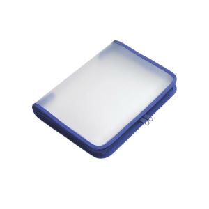 FSY Reißverschluss-Portfolio, B5, PP farblos transluzent, Zip blau, 1 Stück