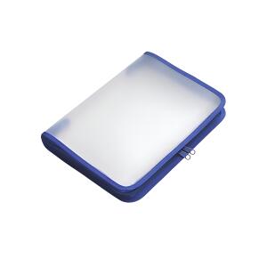 FSY Reißverschluss-Portfolio, B5, PP farblos transluzent, Zip blau