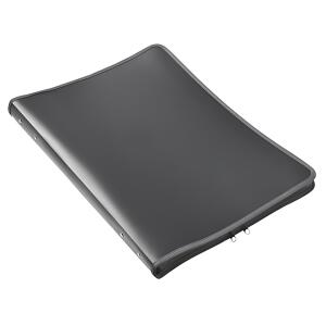 Reißverschluss-Portfolio, A3, PP anthrazit, 4-Ring-Mechanik, Zip grau