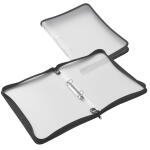 Reißverschluss-Portfolio, A4, PP farblos, 2-Ring-Mechanik, Zip schwarz
