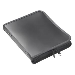 Reißverschluss-Portfolio, A5, PP anthrazit, 2-Ring-Mechanik, Zip grau