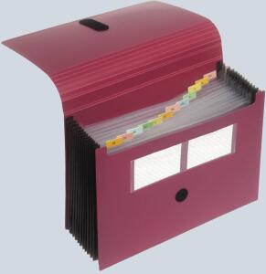 FSY voll ausziehbare Fächertasche, PP, 12er, bordeaux, 1 Stück