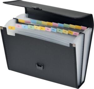 FSY Fächertasche A4, 24 Fächer, PP, schwarz, 1 Stück