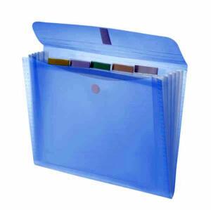 FSY Fächertasche "light" mit 5 Fächern+Reitern, A4, PP, blau transp., 1 Stück