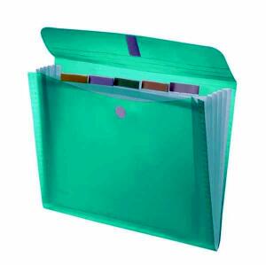 FSY Fächertasche "light" mit 5 Fächern+Reitern, A4, PP, grün transp., 1 Stück