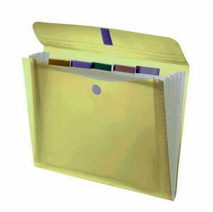 FSY Fächertasche "light" mit 5 Fächern+Reitern, A4, PP, gelb transp., 1 Stück