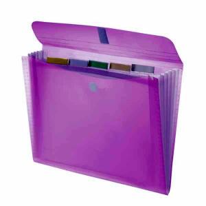 FSY Fächertasche "light" mit 5 Fächern+Reitern, A4, PP, rot transp., 1 Stück