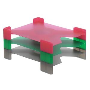 PP-Briefkorb X-Filer rauch/grün/rot Einlegeböden 4 Gummifüße, 3er-Set