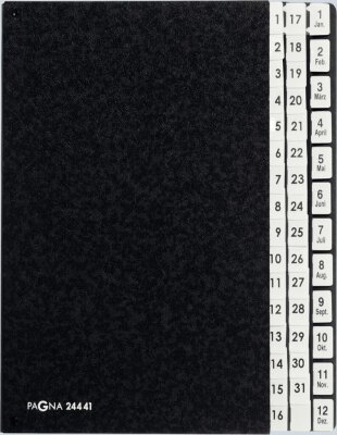 Pagna Pultordner Classic 44 Fächer 1-31/1-12/Jan-Dez schwarz