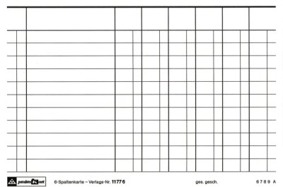 RNK Spaltenkarte 6 Spalten A6 weiß zu 100 Stück gepackt