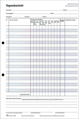 RNK Bauformulare & Handwerk, A4, Bau-Tagesbericht - Block