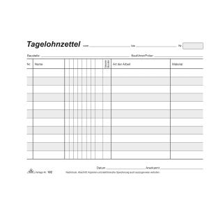RNK Tagelohnblock A5 SD 3x40Bl quer perforiert