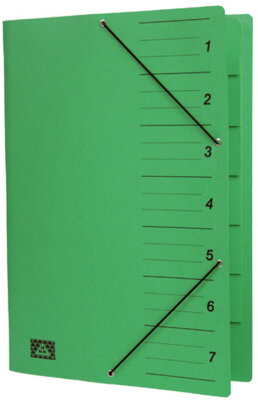 RNK Gummizugmappe A4 35x25cm grün 7 Fächer Sichtstanz.u.Registerschn.