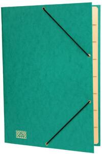 RNK Gummizugmappe 35x25cm grün 9 Fächer Sichtstanz.u.Registerschn.