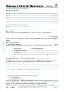 RNK Untermietvertrag DIN A4