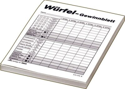RNK Würfelspiel-Gewinnblatt - Block, DIN A6, 1 x 100 Blatt, SB-Verpackung