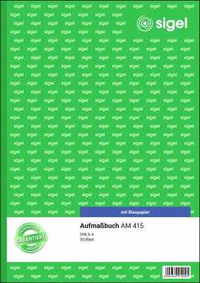 SIGEL AM415 Aufmaßbuch - A4 - 1x 50 Blatt - mit Blaupapier - 50 Blatt