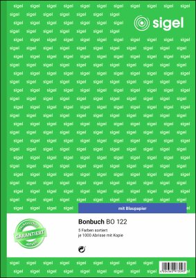 SIGEL BO122 Bonbuch - A4 - 2x 50 Blatt - mit Blaupapier - 5.000 Abriss-Sätze