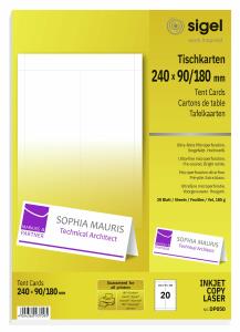 SIGEL DP050 Tischkarten - A4 - hochweiß - Edelkarton - 185 g/m² - 20 Karten