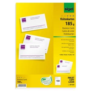 SIGEL DP830 Visitenkarten - hochweiß - 185 g/m² - 150 Karten