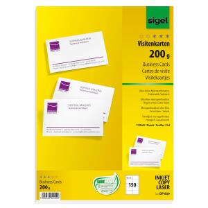 SIGEL DP839 Visitenkarten - hochweiß - 200 g/m² - 150 Karten