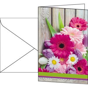 SIGEL DS001 Motiv-Karten - Colorful - pink - C6 - 10 Karten + Umschläge - inkl. weiße Umschläge