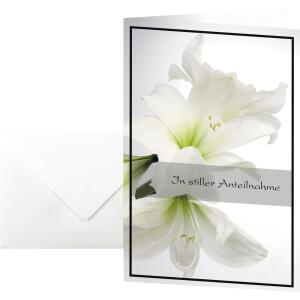 SIGEL DS006 Trauer-Karten - Weiße Amaryllis - weiß - C6 - 10 Karten + Umschläge - inkl. weiße Umschläge