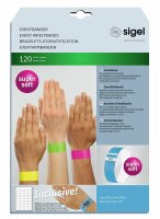 SIGEL EB211 Eventbänder - neon-blau - 120 Stück - inkl. transparente Etiketten zum Individualisieren der Bänder