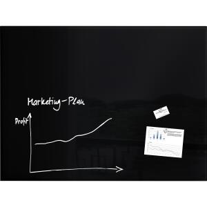 SIGEL GL210 Glas-Whiteboard Artverum - schwarz - 120 x 90 x 1,80 cm - polierte Ecken - Sicherheitsglas (ESG), Stahl - GS-geprüft