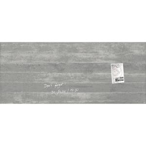SIGEL GL248 Glas-Magnettafel Artverum - grau - 130 x 55 x 1,80 cm - Fair-faced Concrete - polierte Ecken - Sicherheitsglas (ESG), Stahl - GS-geprüft