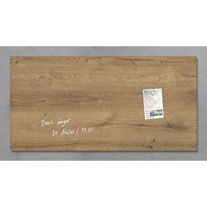 SIGEL GL258 Glas-Magnettafel Artverum - braun - 91 x 46 x 1,50 cm - Natural Wood - polierte Ecken - Sicherheitsglas (ESG), Stahl - GS-geprüft