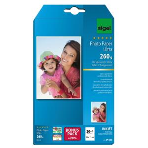 SIGEL IP606 Inkjet Fotopapier - 24 Blatt - hochglänzend - weiß - 260 g/m²