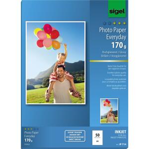SIGEL IP714 Inkjet Fotopapier - A4 - 50 Blatt - hochglänzend - weiß - 170 g/m²