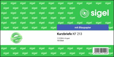 SIGEL KF213 Kurzmitteilungen - 1/3 A4 quer - 1x 100 Blatt - mit Blaupapier - 100 Blatt