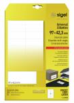 SIGEL LA140 Universal-Etiketten - weiß - 97 x 42,3 mm - 70 g/m² - 300 Etiketten = 25 Blatt