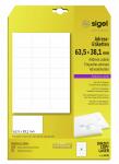 SIGEL LA320 Adress-Etiketten - weiß - 63.5 x 38,1 mm - 70 g/m² - 525 Etiketten = 25 Blatt