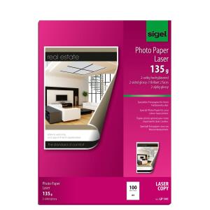 SIGEL LP141 Fotopapier für Farb-Kopierer, Laser-Kopierer - beidseitig bedruckbar - weiß - A4 - 100 Blatt - 135 g/m²